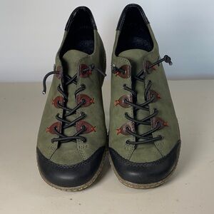 Rieker Green and Black Women's Shoes 8